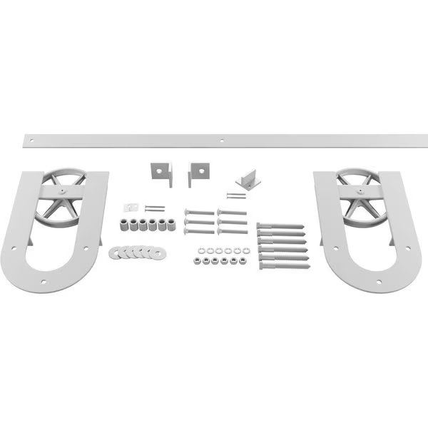 Premium Wagon Wheel Horseshoe Barn Door Hardware Set w/ 5' 4